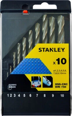 Stanley HSS Drill Bit Set Of 10 Sizes Ø1-10mm