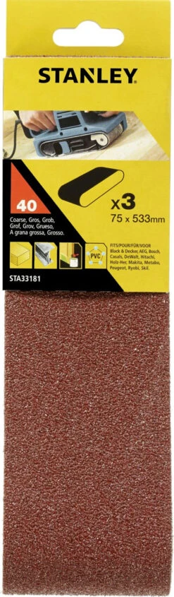 Stanley Sanding Belt 75x533 40g Pk3