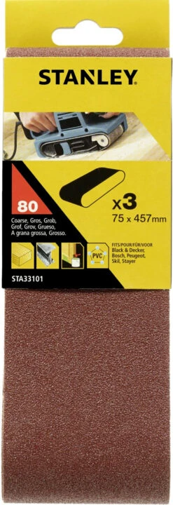 Stanley Sanding Belt 75x457 80g Pk3