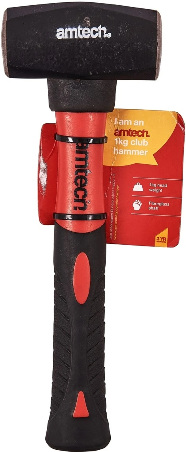 Am-Tech Fibre Glass 1kg Club Hammer 4 Am-Tech Fibre Glass 1kg Club Hammer - Image 2