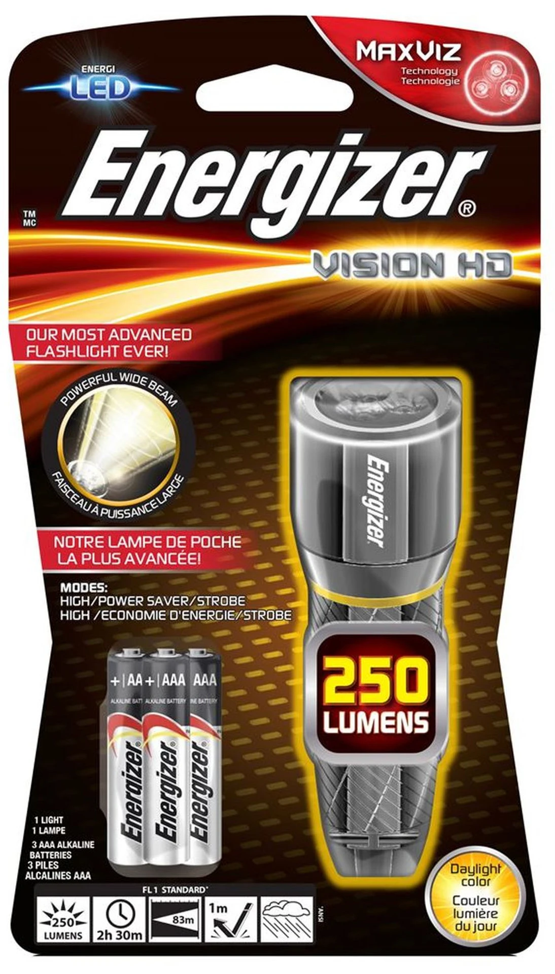 Energizer Vision HD Torch 270 Lumens 3 Energizer Vision HD Torch 270 Lumens