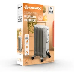 Daewoo 1500W Oil Filled Heater 3 Heat Settings -Pro Tool Hub EGL0910 2 88645.1689243089