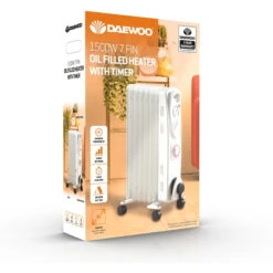 Daewoo HEA1894 1.5KW Oil Filled Heater With Timer And 3 Heat Settings -Pro Tool Hub EGL0920 2 83754.1692861652