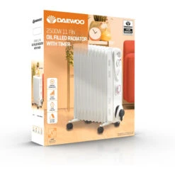 Daewoo 2500W Oil Filled Heater With Timer And 3 Heat Settings -Pro Tool Hub EGL0930 2 65435.1689243145