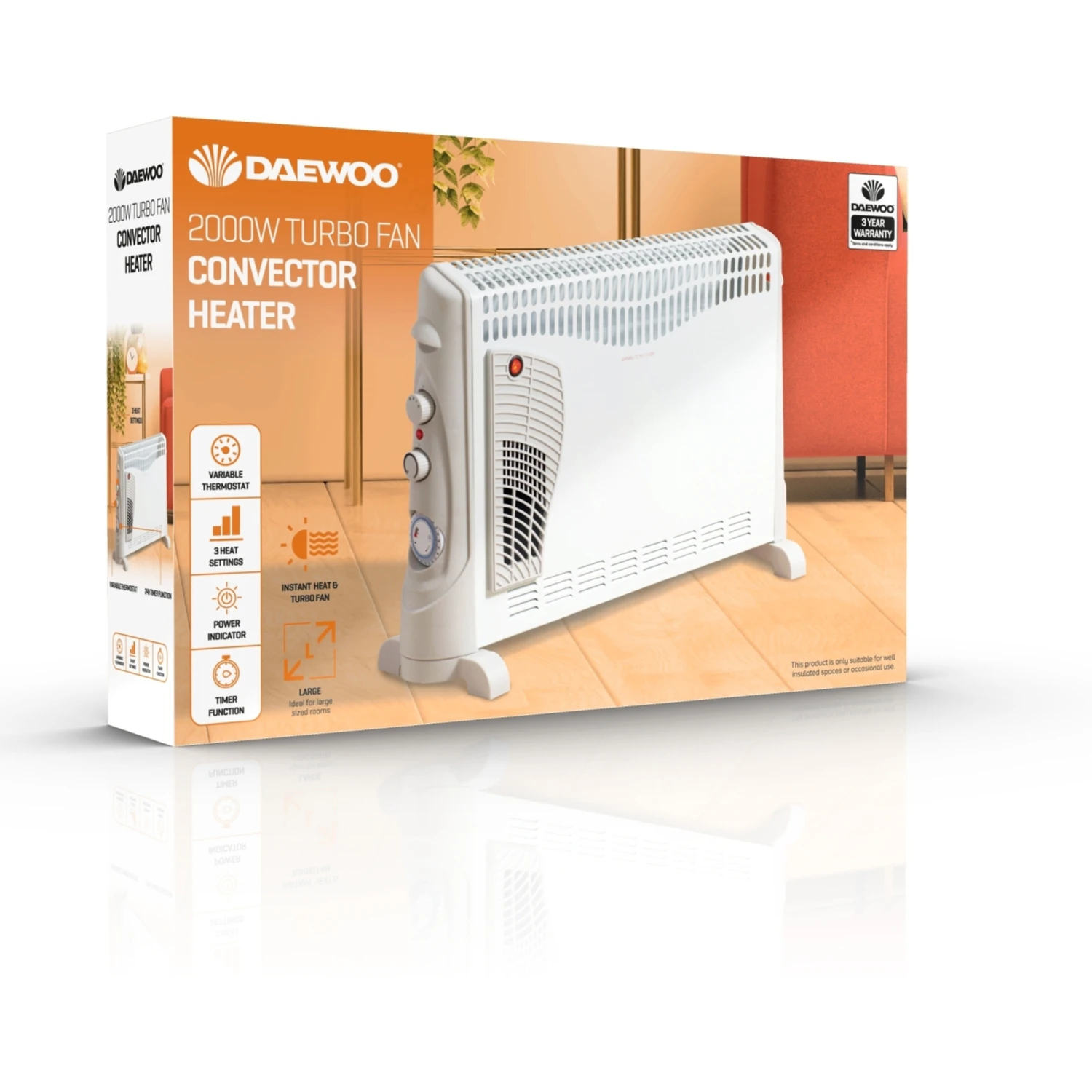 Daewoo Convector Heater With Timer And 3 Heat Settings 5 Daewoo Convector Heater With Timer And 3 Heat Settings - Image 3