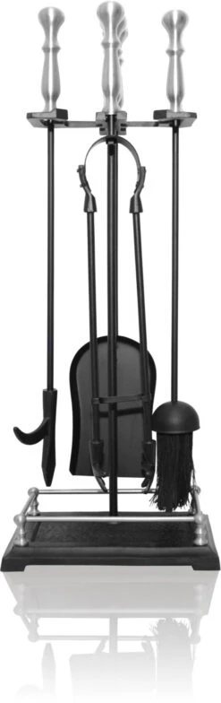 The Fireside Range Gallery Companion Set Black & Pewter