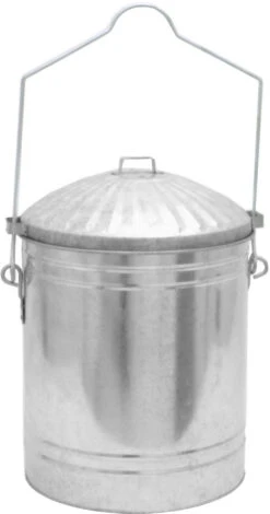 The Fireside Range Small Ash Bin & Lid Galvanised 43 X 37cm