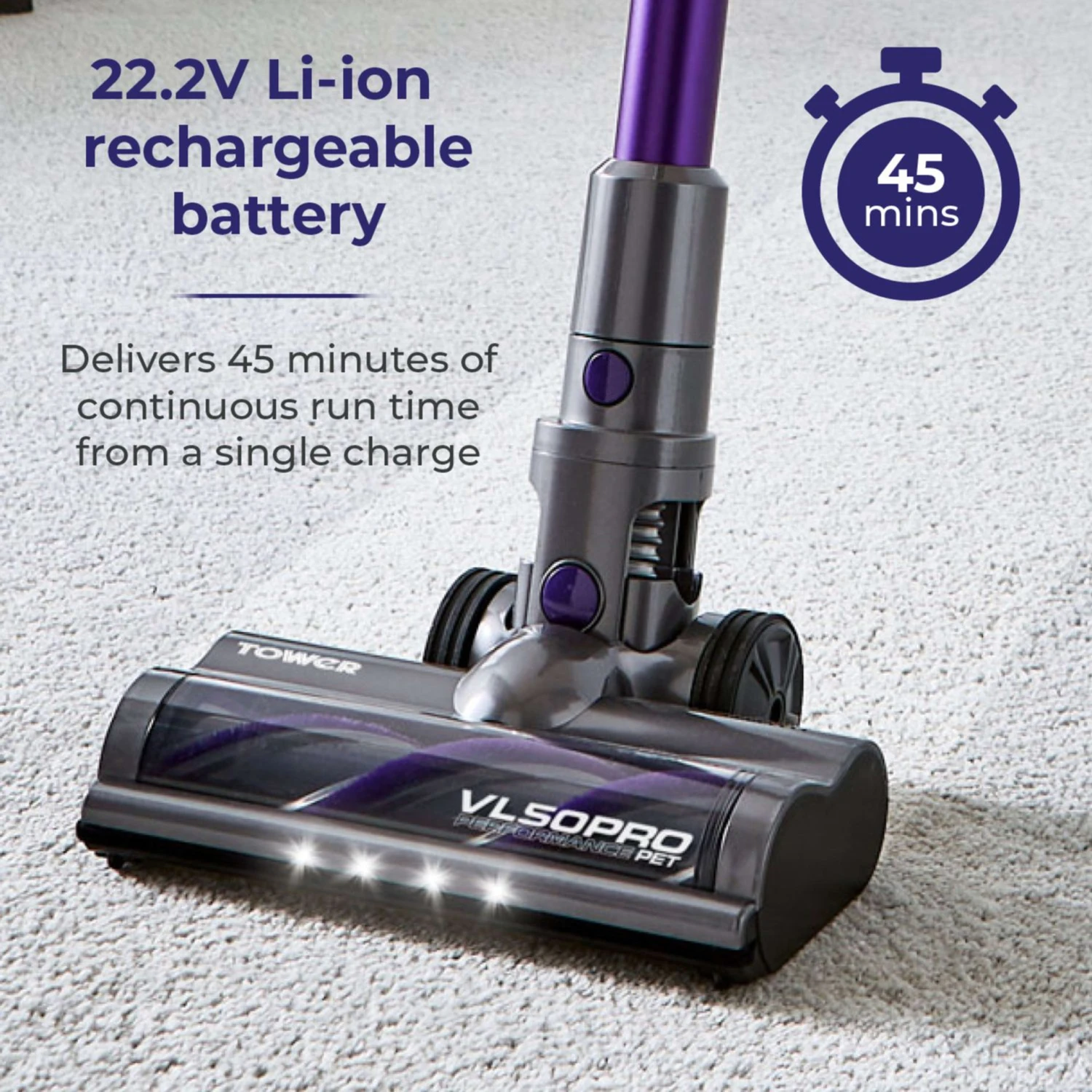 Tower 22.2v Cordless Stick Upright Vacuum Cleaner 4 Tower 22.2v Cordless Stick Upright Vacuum Cleaner - Image 2