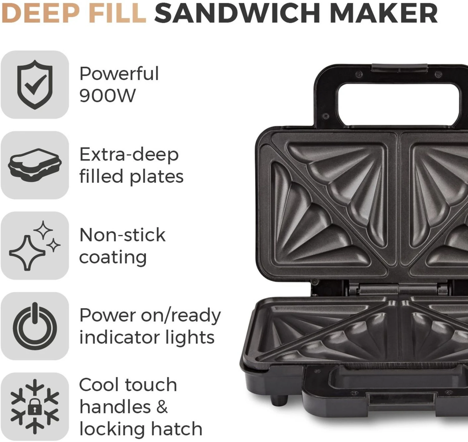 Tower Deep Fill Sandwich Maker 4 Tower Deep Fill Sandwich Maker - Image 2