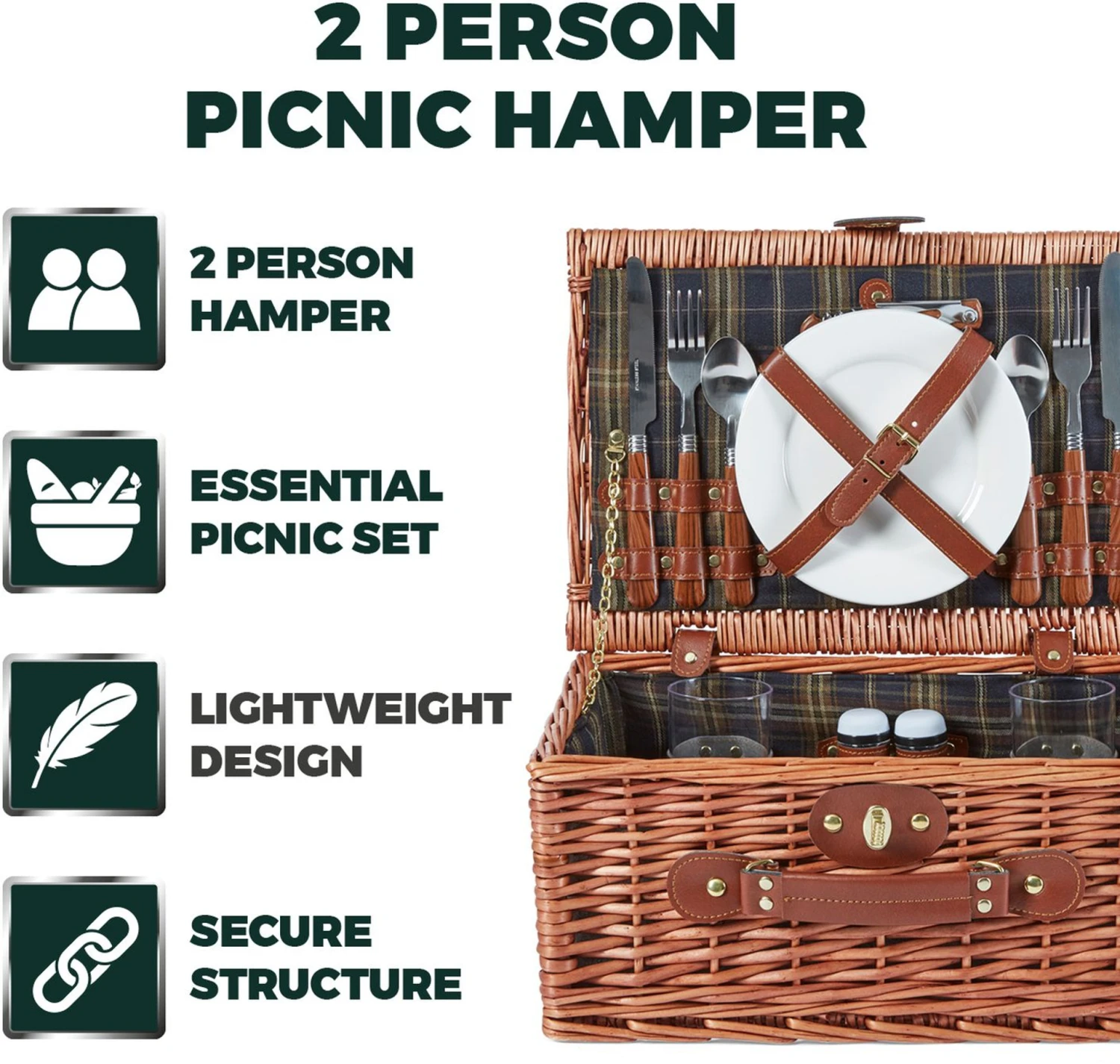 Heritage 2 Person Filled Picnic Basket 9 Heritage 2 Person Filled Picnic Basket - Image 7