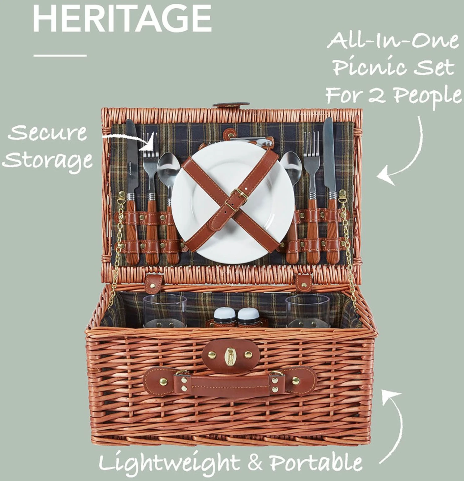 Heritage 2 Person Filled Picnic Basket 12 Heritage 2 Person Filled Picnic Basket - Image 10