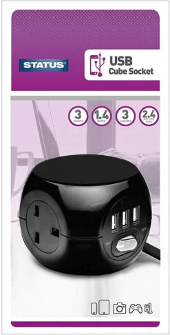 Status 3 Way Cube Socket 1.4mtr